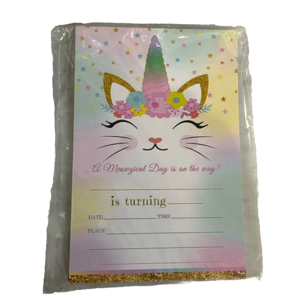 Cat Unicorn meowgical Birthday invitations‎